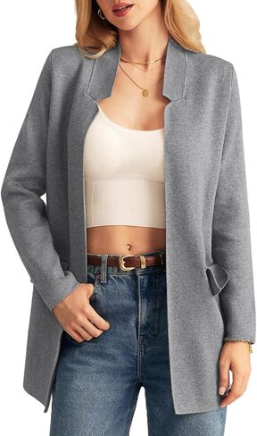GRACE KARIN Women's 2024 Fall Long Sleeve Knit Cardigan Coat Open Front Notch Collar Sweater Blazer Coatigan Jackets in Saudi Arabia