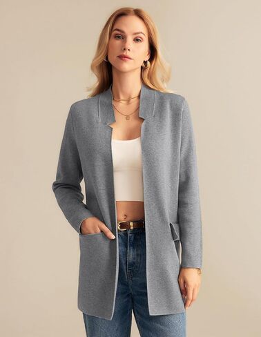 GRACE KARIN Women's 2024 Fall Long Sleeve Knit Cardigan Coat Open Front Notch Collar Sweater Blazer Coatigan Jackets in Saudi Arabia