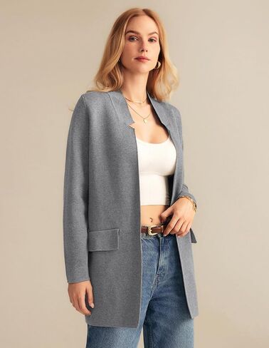 GRACE KARIN Women's 2024 Fall Long Sleeve Knit Cardigan Coat Open Front Notch Collar Sweater Blazer Coatigan Jackets in Saudi Arabia