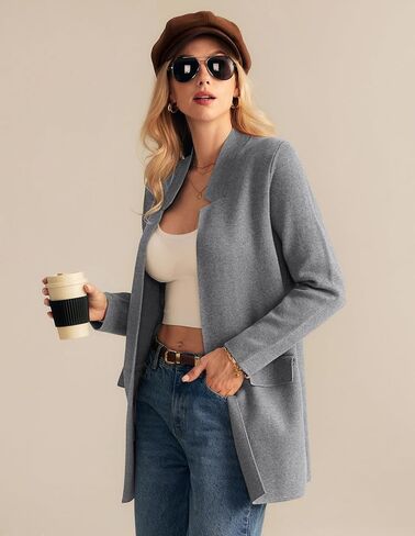 GRACE KARIN Women's 2024 Fall Long Sleeve Knit Cardigan Coat Open Front Notch Collar Sweater Blazer Coatigan Jackets in Saudi Arabia