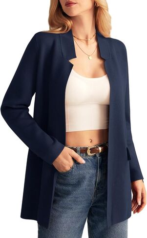 GRACE KARIN Women's 2024 Fall Long Sleeve Knit Cardigan Coat Open Front Notch Collar Sweater Blazer Coatigan Jackets in Saudi Arabia