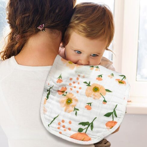 Zainpe 6Pcs Snap Cotton Muslin Baby Burp Cloths & Bibs Set Soft Absorbent Drooling Bibs Adjustable Face Towels in Saudi Arabia