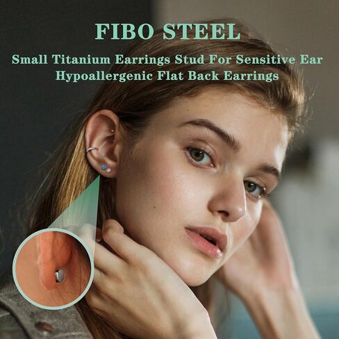 FIBO STEEL G23 Titanium Flat Back Earrings for Women Men Hypoallergenic Opal CZ Ball Tiny Studs Earrings Set for Multiple Piercings Cartilage Helix Tragus Flatback Earrings 6 Pairs 2mm/4mm in Saudi Arabia