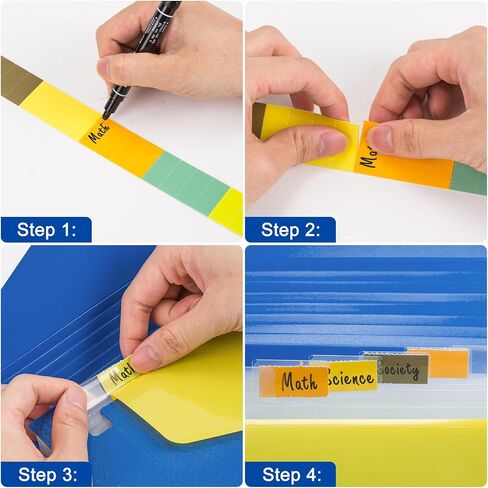 ViVin Expanding File Folder, 13-Pocket Accordion Filing Organizer with Extra Pocket & Labels, Portable Expandable Poly Folio for Documents Receipt Bills Invoice, Letter/A4 Size - Blue in Saudi Arabia