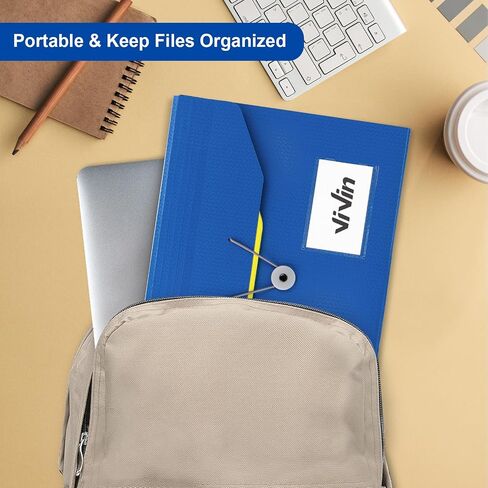 ViVin Expanding File Folder, 13-Pocket Accordion Filing Organizer with Extra Pocket & Labels, Portable Expandable Poly Folio for Documents Receipt Bills Invoice, Letter/A4 Size - Blue in Saudi Arabia