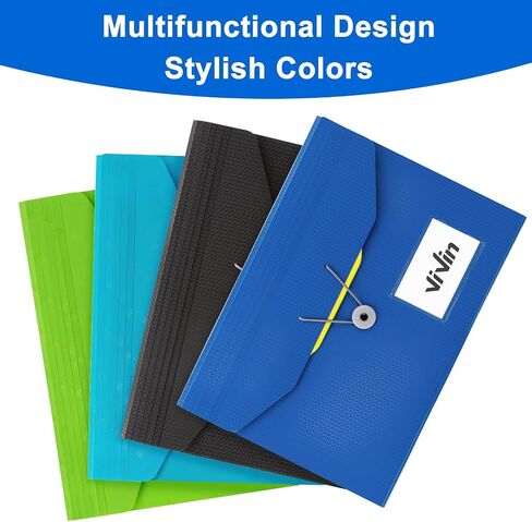 ViVin Expanding File Folder, 13-Pocket Accordion Filing Organizer with Extra Pocket & Labels, Portable Expandable Poly Folio for Documents Receipt Bills Invoice, Letter/A4 Size - Blue in Saudi Arabia