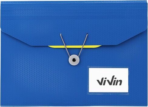ViVin Expanding File Folder, 13-Pocket Accordion Filing Organizer with Extra Pocket & Labels, Portable Expandable Poly Folio for Documents Receipt Bills Invoice, Letter/A4 Size - Blue in Saudi Arabia