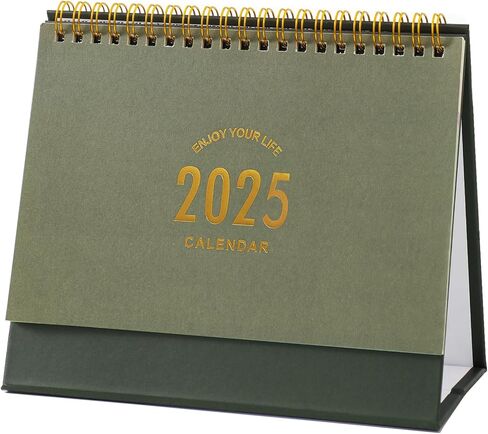 Small Desk Calendar 2024-2025, July 2024 - Dec 2025, Standing Flip Desk Calendar with To-do List & Notes, Metal Ring Twin-Wire Binding with Stickers, Monthly Desktop Calendar for Home Office (Green) in Saudi Arabia