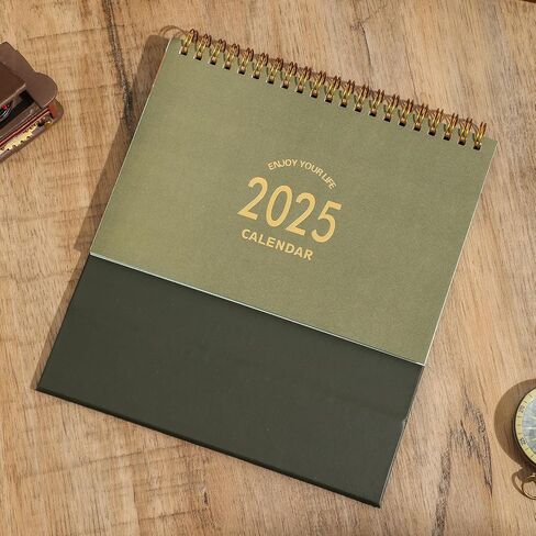 Small Desk Calendar 2024-2025, July 2024 - Dec 2025, Standing Flip Desk Calendar with To-do List & Notes, Metal Ring Twin-Wire Binding with Stickers, Monthly Desktop Calendar for Home Office (Green) in Saudi Arabia