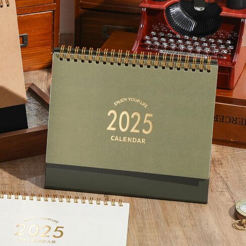 Small Desk Calendar 2024-2025, July 2024 - Dec 2025, Standing Flip Desk Calendar with To-do List & Notes, Metal Ring Twin-Wire Binding with Stickers, Monthly Desktop Calendar for Home Office (Green) in Saudi Arabia