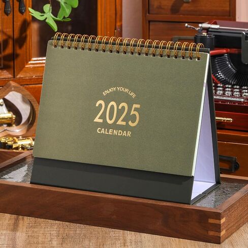 Small Desk Calendar 2024-2025, July 2024 - Dec 2025, Standing Flip Desk Calendar with To-do List & Notes, Metal Ring Twin-Wire Binding with Stickers, Monthly Desktop Calendar for Home Office (Green) in Saudi Arabia