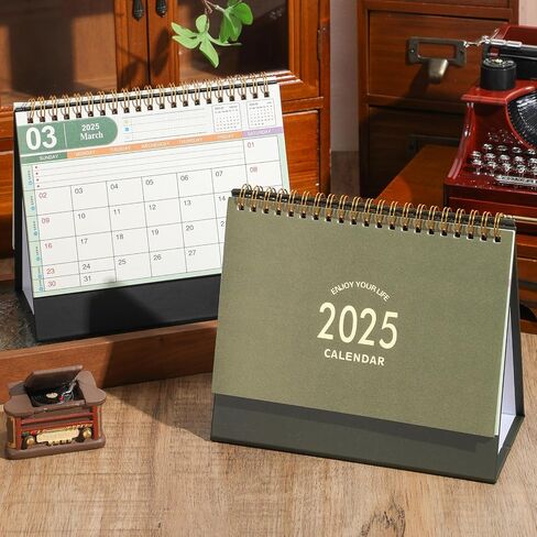 Small Desk Calendar 2024-2025, July 2024 - Dec 2025, Standing Flip Desk Calendar with To-do List & Notes, Metal Ring Twin-Wire Binding with Stickers, Monthly Desktop Calendar for Home Office (Green) in Saudi Arabia