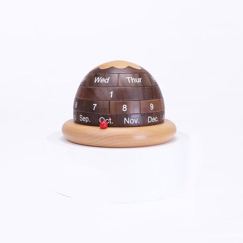 Black Walnut Wooden Desk Planet Calendar, Planet Shaped Wood Permanent Calendar, Reusable Exquisite And Beautiful Walnut Calendar, Table Decorations Art Crafts, Home Craft (Ice Cream Calendar) in Saudi Arabia