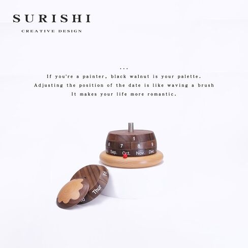 Black Walnut Wooden Desk Planet Calendar, Planet Shaped Wood Permanent Calendar, Reusable Exquisite And Beautiful Walnut Calendar, Table Decorations Art Crafts, Home Craft (Ice Cream Calendar) in Saudi Arabia