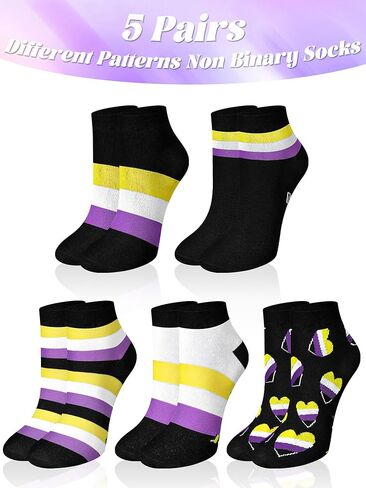 5 أزواج من الجوارب غير الثنائية، هدية غير ثنائية، جوارب كاحل منخفضة القطع مع ملابس فخر غير ثنائية للنساء والرجال، ملحقات غير ثنائية in Kuwait