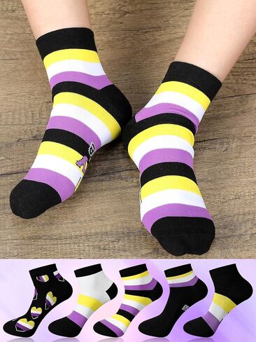 5 أزواج من الجوارب غير الثنائية، هدية غير ثنائية، جوارب كاحل منخفضة القطع مع ملابس فخر غير ثنائية للنساء والرجال، ملحقات غير ثنائية in Kuwait