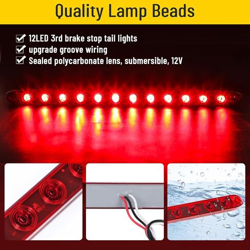 Red Trailer Light Bar, 17Inch 12 LED Trailer Brake Tail Light Stop Turn Park Brake Light Waterproof Enclosed Trailer Lights for Boat Truck RV UTV ATV in Saudi Arabia