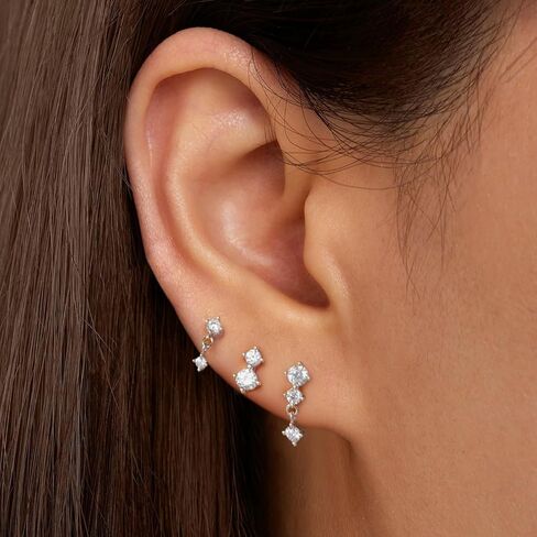 Gold Earrings Set for Women, Dainty 14k Gold/Silver Plated Huggie Hoop Earrings Lightweight Gold Cubic Zirconia Stud Earrings Trendy Hypoallergenic Small Hoop Earrings Set Gold Jewelry Gifts in Kuwait