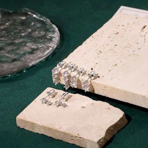 Gold Earrings Set for Women, Dainty 14k Gold/Silver Plated Huggie Hoop Earrings Lightweight Gold Cubic Zirconia Stud Earrings Trendy Hypoallergenic Small Hoop Earrings Set Gold Jewelry Gifts in Kuwait