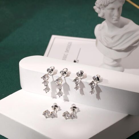 Gold Earrings Set for Women, Dainty 14k Gold/Silver Plated Huggie Hoop Earrings Lightweight Gold Cubic Zirconia Stud Earrings Trendy Hypoallergenic Small Hoop Earrings Set Gold Jewelry Gifts in Kuwait