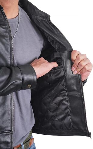 Real Lambskin Leather Jacket Mens - Vintage Collar Modern Soft Leather Motorcycle Jacket Men Outerwear in Saudi Arabia