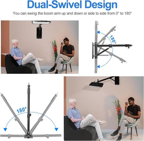 EMART Ring Light Wall Mount Boom Arm, Adjustable 42in/106cm Overhead Stand | 180°Rotation Heavy Duty Triangle Bracket Mounting Bar for Camera, Photography Lighting, Barber Led Lamp in Saudi Arabia