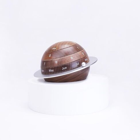 Black Walnut Wooden Desk Planet Calendar, Planet Shaped Wood Permanent Calendar, Reusable Exquisite And Beautiful Walnut Calendar, Table Decorations Art Crafts, Home Craft (Ice Cream Calendar) in Saudi Arabia