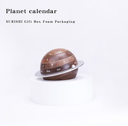 Black Walnut Wooden Desk Planet Calendar, Planet Shaped Wood Permanent Calendar, Reusable Exquisite And Beautiful Walnut Calendar, Table Decorations Art Crafts, Home Craft (Ice Cream Calendar) in Saudi Arabia