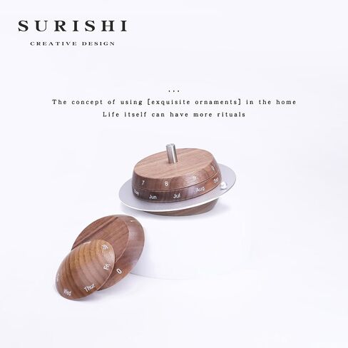 Black Walnut Wooden Desk Planet Calendar, Planet Shaped Wood Permanent Calendar, Reusable Exquisite And Beautiful Walnut Calendar, Table Decorations Art Crafts, Home Craft (Ice Cream Calendar) in Saudi Arabia