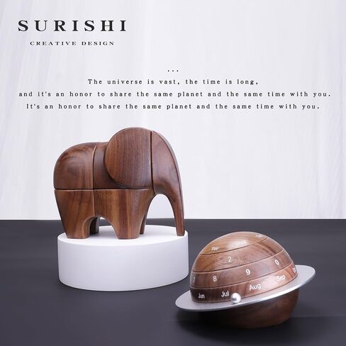 Black Walnut Wooden Desk Planet Calendar, Planet Shaped Wood Permanent Calendar, Reusable Exquisite And Beautiful Walnut Calendar, Table Decorations Art Crafts, Home Craft (Ice Cream Calendar) in Saudi Arabia