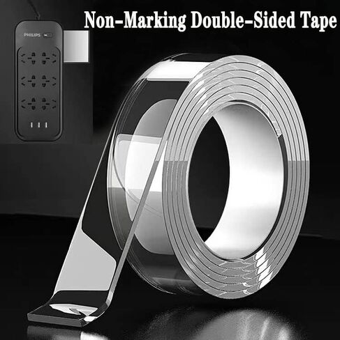 Double Sided Tape Heavy Duty Mounting Tape Waterproof Adhesive Strips Strong Elasticity Reused Multipurpose Nano Two Sided Tape Strong Adhesive for Home, Office, Car, Outdoor (9.85ft) in Saudi Arabia
