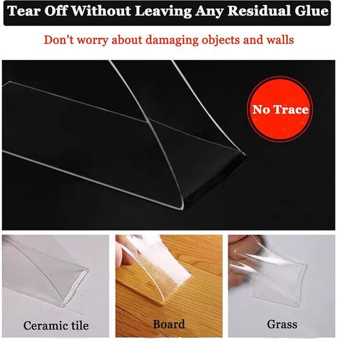 Double Sided Tape Heavy Duty Mounting Tape Waterproof Adhesive Strips Strong Elasticity Reused Multipurpose Nano Two Sided Tape Strong Adhesive for Home, Office, Car, Outdoor (9.85ft) in Saudi Arabia