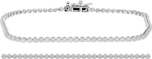 1 قيراط الماس تنس سوار 10K الذهب الأبيض جولة الشق مجموعة 7 بوصة in Kuwait