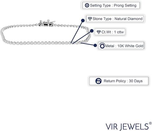 1 قيراط الماس تنس سوار 10K الذهب الأبيض جولة الشق مجموعة 7 بوصة in Kuwait