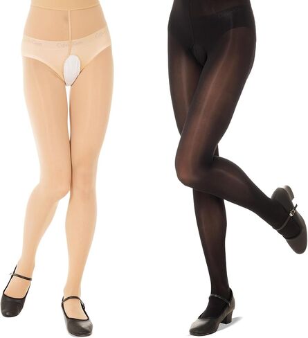 Sheer Tights for Women Open Crotch Pantyhose High Waist Shimmery Tights 2 Pairs in Saudi Arabia