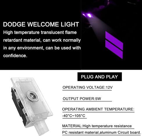 2PCS Door Lights Logo for Dodge Charger Accessories LED Ghost Shadow Welcome Puddle Projection Lamps for Dodge Charger Interior Accessories(Blue Double Stripe) in Saudi Arabia
