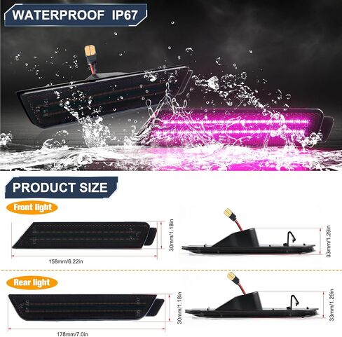 4 عبوات من مصابيح LED الجانبية للحاجز الأمامي والخلفي متوافقة مع Chevy Camaro 2010 2011 2012 2013 2014 2015 LED مصابيح علامة جانبية مدخنة Ice Blue LED in Saudi Arabia