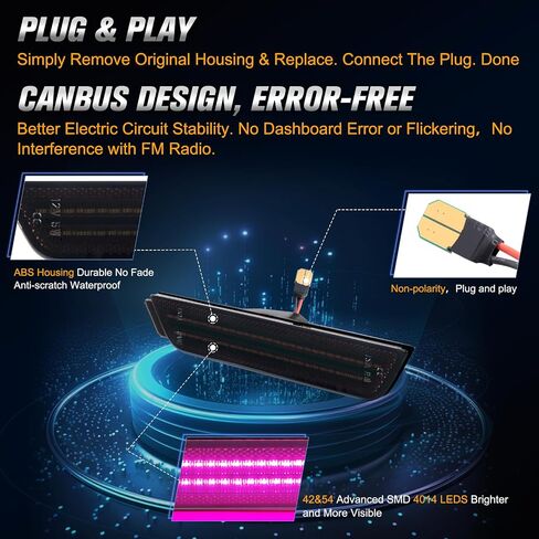 4 عبوات من مصابيح LED الجانبية للحاجز الأمامي والخلفي متوافقة مع Chevy Camaro 2010 2011 2012 2013 2014 2015 LED مصابيح علامة جانبية مدخنة Ice Blue LED in Saudi Arabia