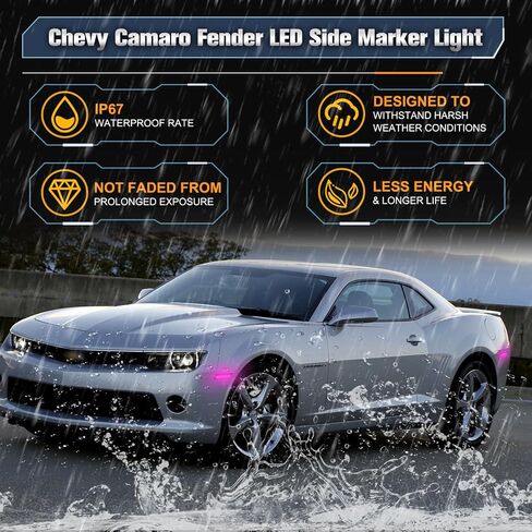 4 عبوات من مصابيح LED الجانبية للحاجز الأمامي والخلفي متوافقة مع Chevy Camaro 2010 2011 2012 2013 2014 2015 LED مصابيح علامة جانبية مدخنة Ice Blue LED in Saudi Arabia