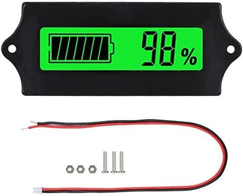 مؤشر سعة بطارية RV 12/24/36/48 فولت تيار مستمر لبطارية الجهد الكهربي وجهاز قياس متر فاحص شاشة LCD وإضاءة خلفية خضراء لبطاريات الليثيوم الرصاص الحمضية وLiFePO4 وعربة الجولف والقارب والدراجة النارية in Kuwait