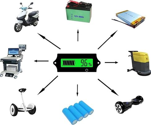 مؤشر سعة بطارية RV 12/24/36/48 فولت تيار مستمر لبطارية الجهد الكهربي وجهاز قياس متر فاحص شاشة LCD وإضاءة خلفية خضراء لبطاريات الليثيوم الرصاص الحمضية وLiFePO4 وعربة الجولف والقارب والدراجة النارية in Kuwait