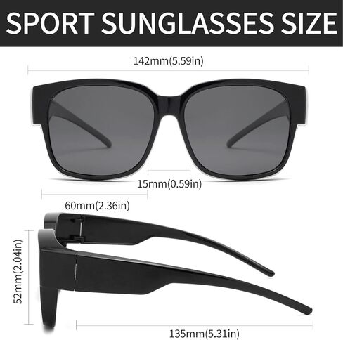 Sunglasses Fit Over Glasses for Men Women Fit Over Prescription Glasses Lightweight Square Frame, Polarized Lenses UV Protection in Saudi Arabia