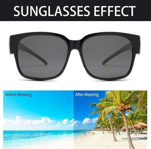 Sunglasses Fit Over Glasses for Men Women Fit Over Prescription Glasses Lightweight Square Frame, Polarized Lenses UV Protection in Saudi Arabia