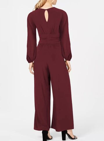 Happy Sailed Jumpsuits for Women Dressy Formal V Neck Twist Front Wedding Guest Jumpsuit Outfits with Pockets in Saudi Arabia