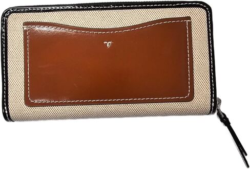 Tory Burch 160772 Thea Canvas كاكي/أسود مع أجزاء فضية محفظة نسائية بسحاب كونتيننتال مع حافظة بطاقات مرفقة in Kuwait
