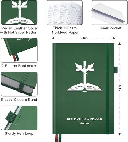 Bible Study Journal & Prayer Journal with Bible Reading Tracker, Verse Mapping Journal, Christian Devotional & Faith Planner, Church Notebook for Note Taking, Religious Gifts for Women Men in Kuwait