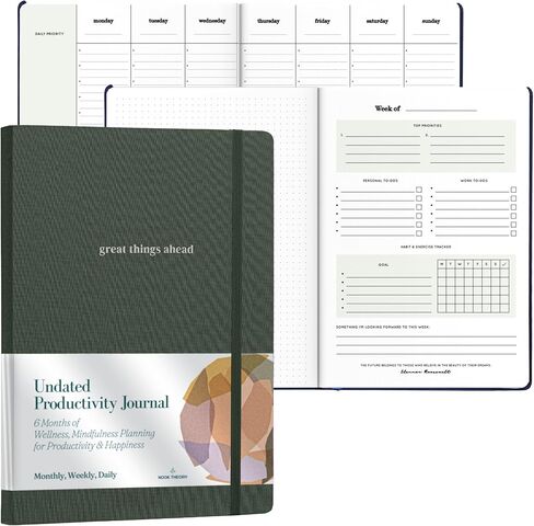 6-Month Mindfulness Undated Planner - Daily Weekly Monthly Productivity Journal for Self Care, Gratitude & Reflection - Wellness Journal - Daily Journal with Prompts for Men and Women (Ocean) in Saudi Arabia