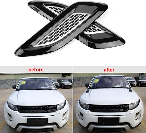 Car Hood Vent，Exterior Hood Air Vent Outlet Wing Trim for Land Rover Evoque 2012-2018 (Two-Toned) in Kuwait