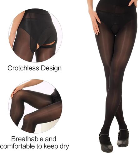 Sheer Tights for Women Open Crotch Pantyhose High Waist Shimmery Tights 2 Pairs in Saudi Arabia