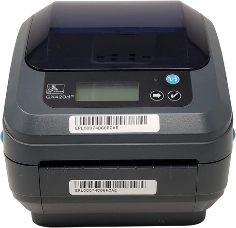 زيبرا GX420D مع شاشة عرض، طابعة باركود حرارية للملصقات، اتصال USB/إيثرنت/تسلسلي، GX42-202410-000 (متجدد) in Saudi Arabia